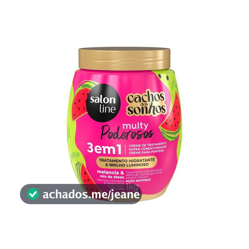 Creme de Tratamento Melancia 3 em 1 Cachos dos Sonhos Multy Poderosos 1kg