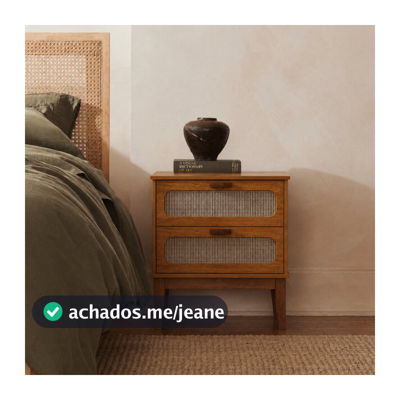 Mesa De Cabeceira Santorini 60cm 2 Gavetas MDF/MDP Corrediça Telescópica Moderna Estilo Retrô