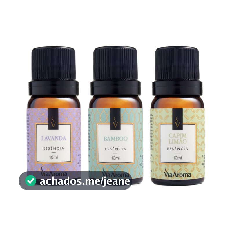 Kit 3 Essências Via Aroma 10ml para Aromatizador de Ambientes