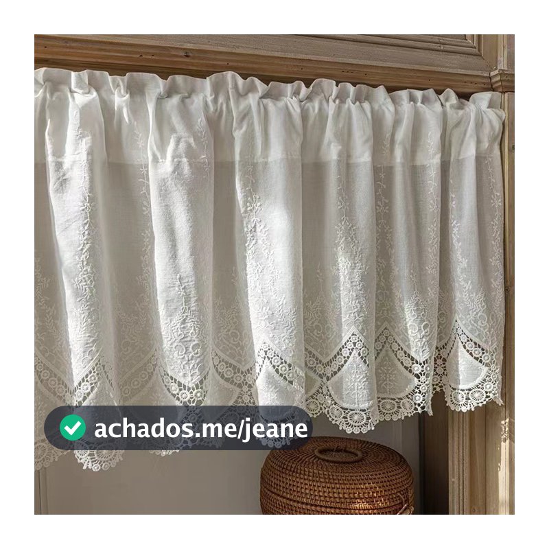 100 % Algodão Oco Flores Cortinas Curtas Sala De Estar Coreano Groam Renda Pano Meia Para Cozinha Estante Cortina Poeira