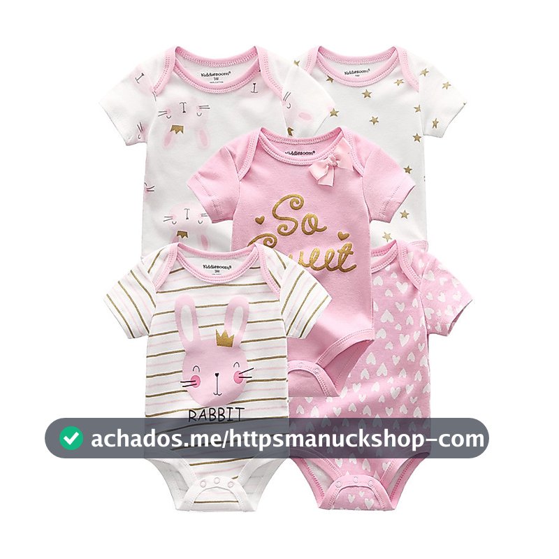 Kiddiezoom 5 Peças Moda Recém-Nascido Desenho Animado Manga Curta Bebê Menino Menina Bodysuits Macios 100 % Algodão Maca