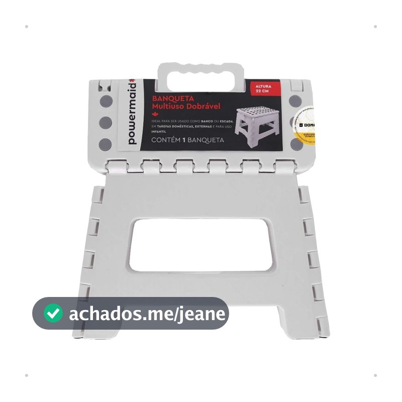 Banqueta Multiuso Dobrável Branca Resistente Powermaid