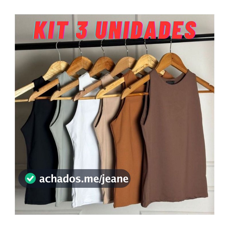 KIT 3 Regatas Casual Basica  Suplex Duplo Blusa Feminina  Blogueira Tendencia