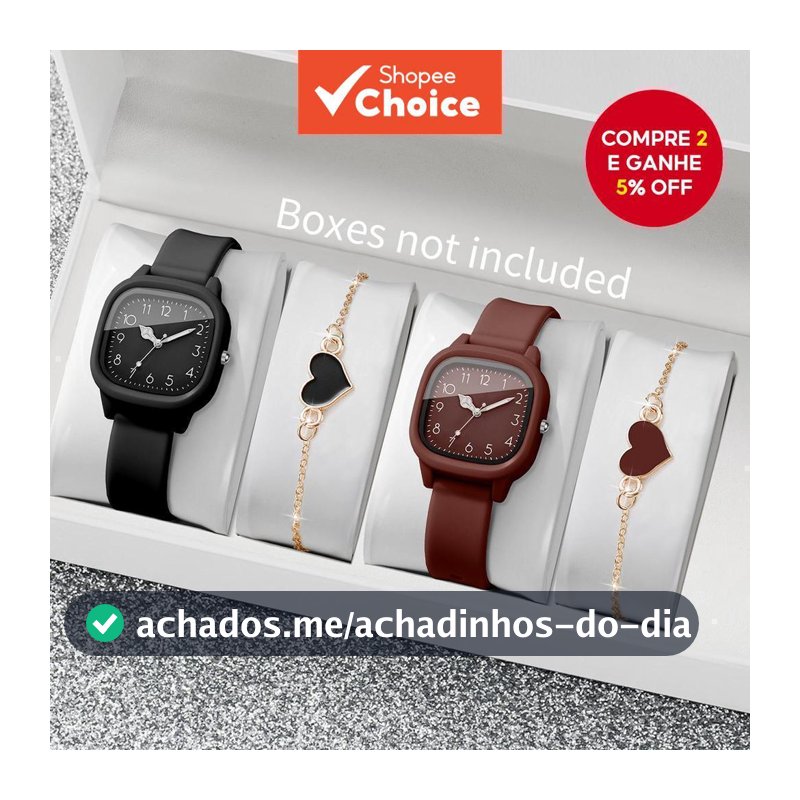 2/4 Pçs Moda Quadrada Relógios Femininos Casual Pulseira De Silicone Relógio De Pulso De Quartzo Com Coração Conjunto Me