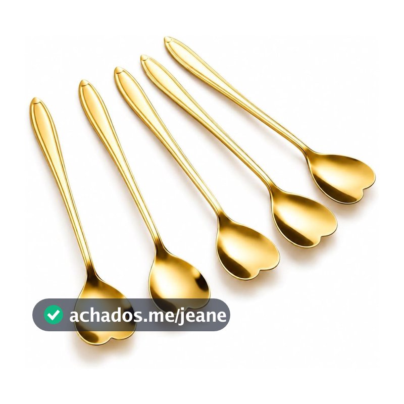Kit Jogo Colher Coração Talher Fofa Café E Chá Sobremesa Luxo Torta Bolo Dourado Mesa Posta Criativa Aço Inoxidavel
