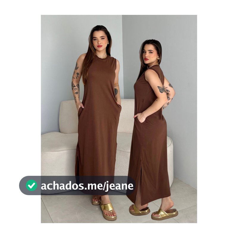 Vestidos Longo Com Fenda Lateral e Bolso Cavado Soltinho 100% Algodão Casual