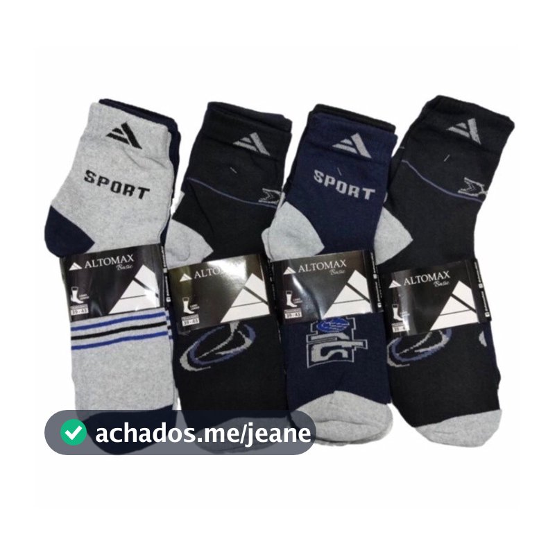 Pares de Meias Masculina Cano Alto Algodão Grossa Confortável Kit com 3, 6 ou 12 pares