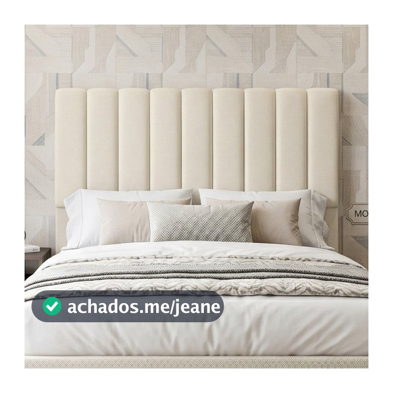 Cabeceira Cama Box Queen 160 cm Dália W01 Linho Champagne - Lyam Decor