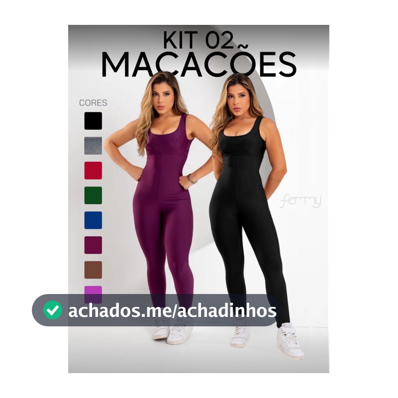 Kit 2 Macacões Longos Zero Transparência Fitness Premium Legg Feminino Academia Treino Bojo Removível Conjunto