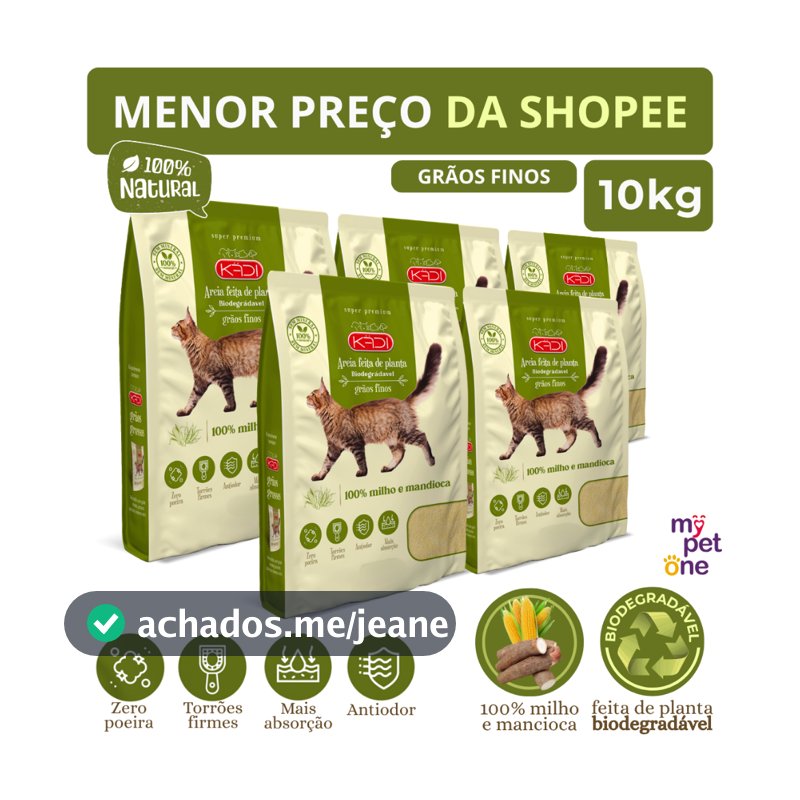Areia Biodegradável Kadi Grãos Finos - 4Kg a 10kg