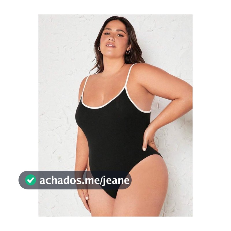 Body maiô Plus Binding De Contraste Bodysuit Cami