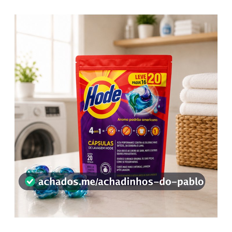 Sabão Cápsula Hode 353g Lava Roupas 4 em 1 Em Cápsula Amaciante Perfume Delicado Suave Detergente