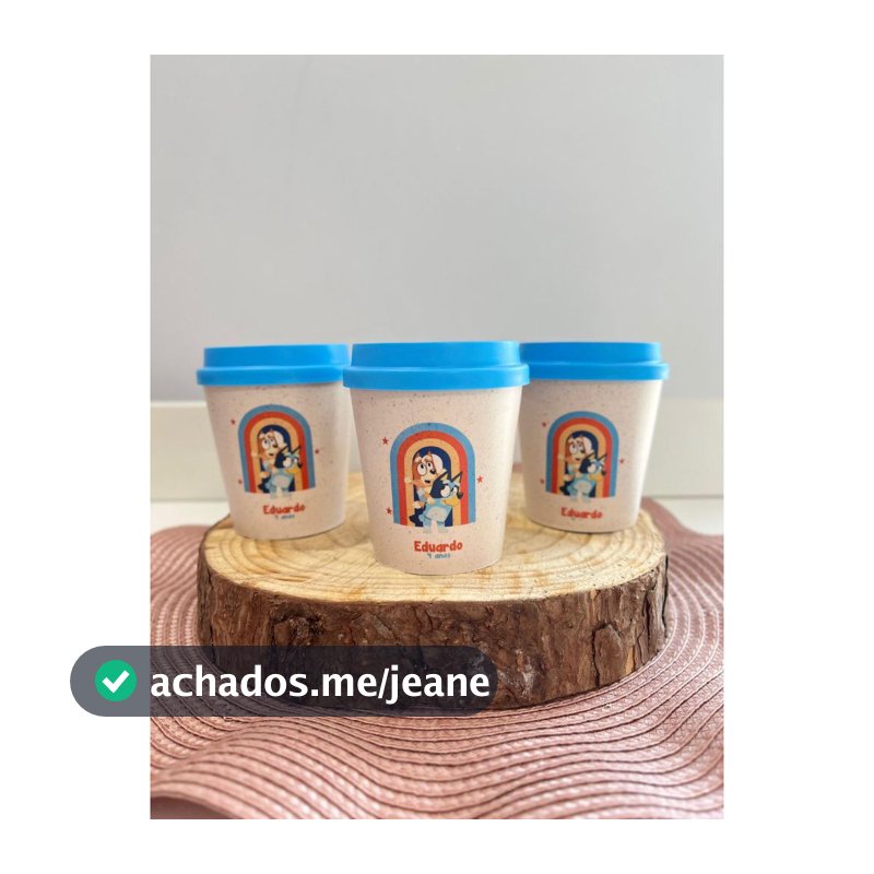 Copos Mini Bucks 250ml para lembrancinha de aniversário - Blue e Bingo - Fazemos todos os temas