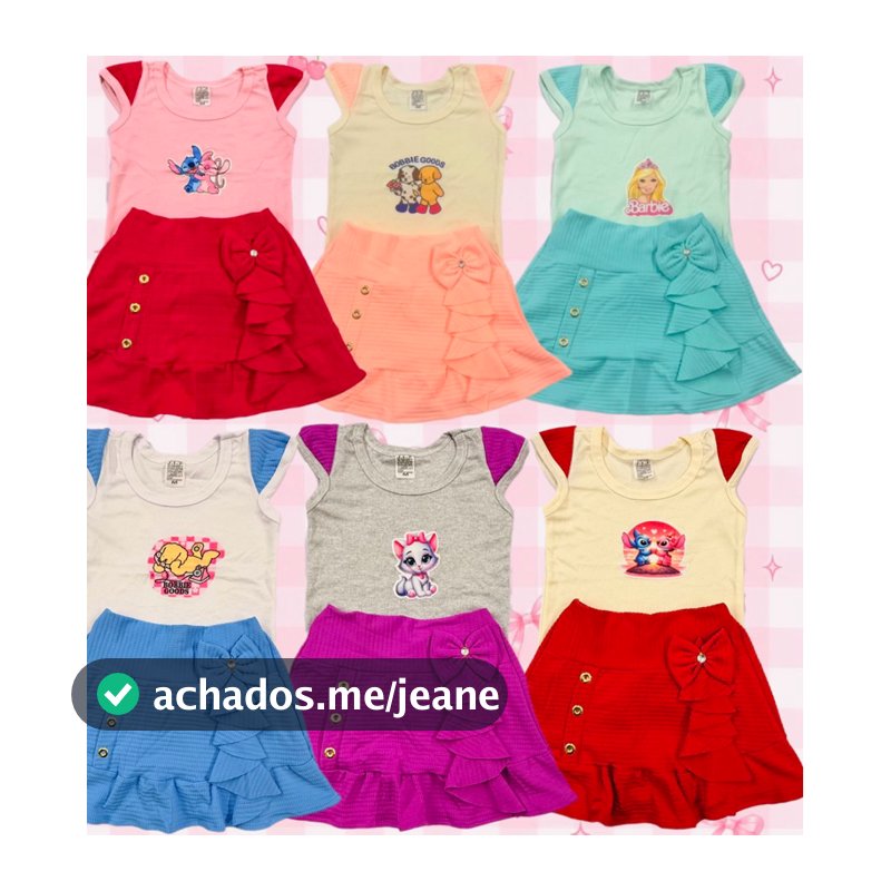 Conjunto infantil  saia & Blusa          Moda Verão     conjunto confortavel e bonito para sua criança