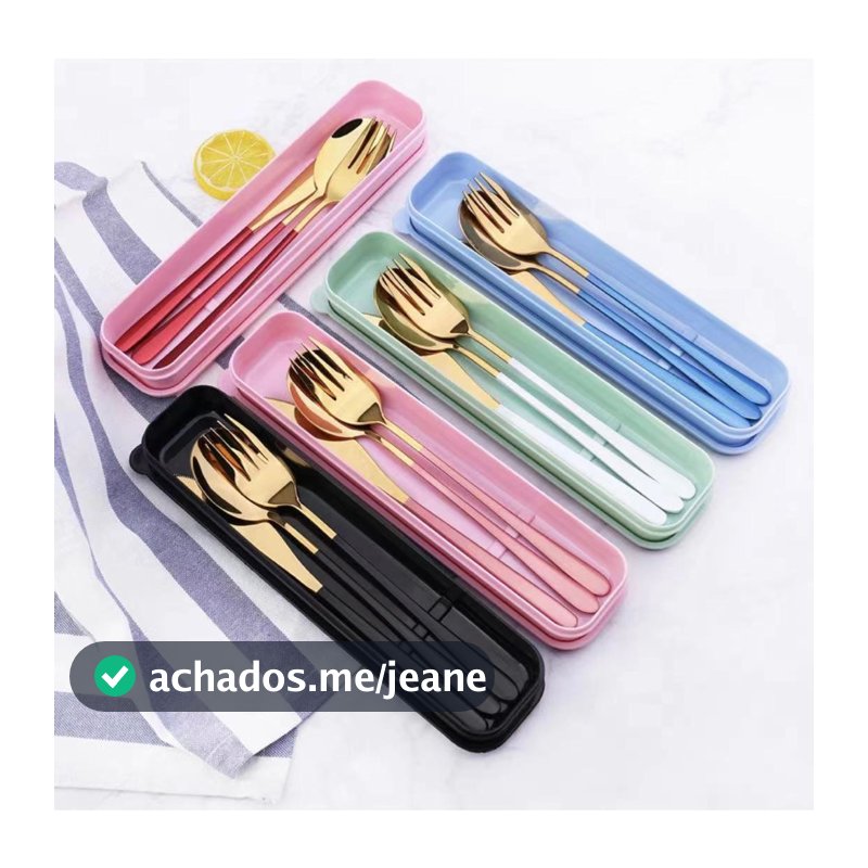 Jogo de talheres dourado aço inox com estojo