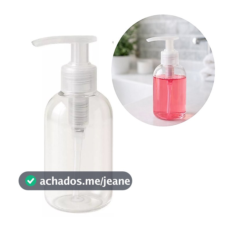Kit 10 Frascos PET 100ml Cilíndrico Transparente com Válvula Pump Branca