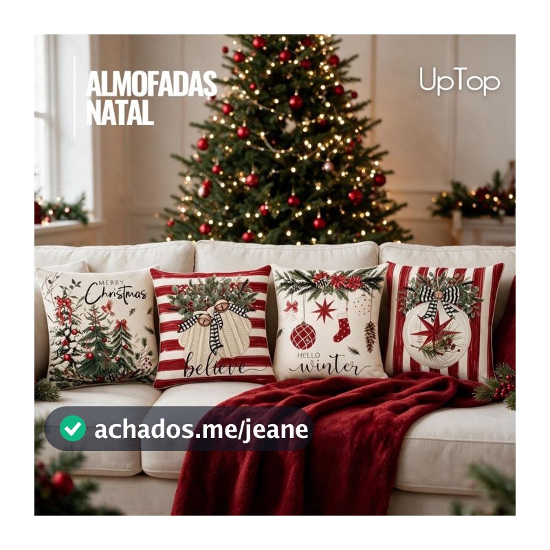 Kit com 04 unidades de Almofadas Decorativas Natal 45x45 Digitalizado