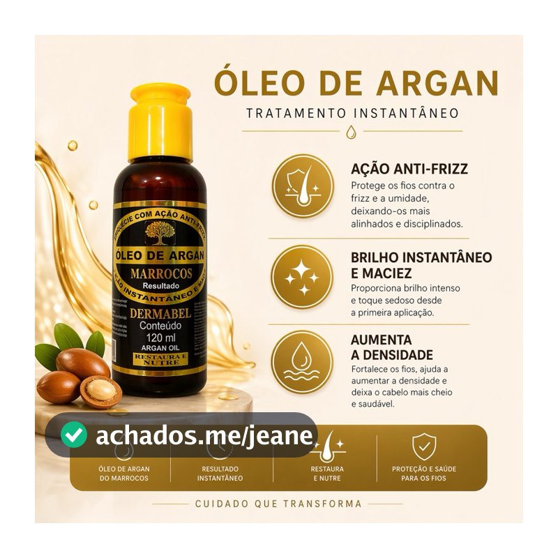 Óleo Capilar Perfumado Capilar - Óleo de Argan 120 ml Dermabel