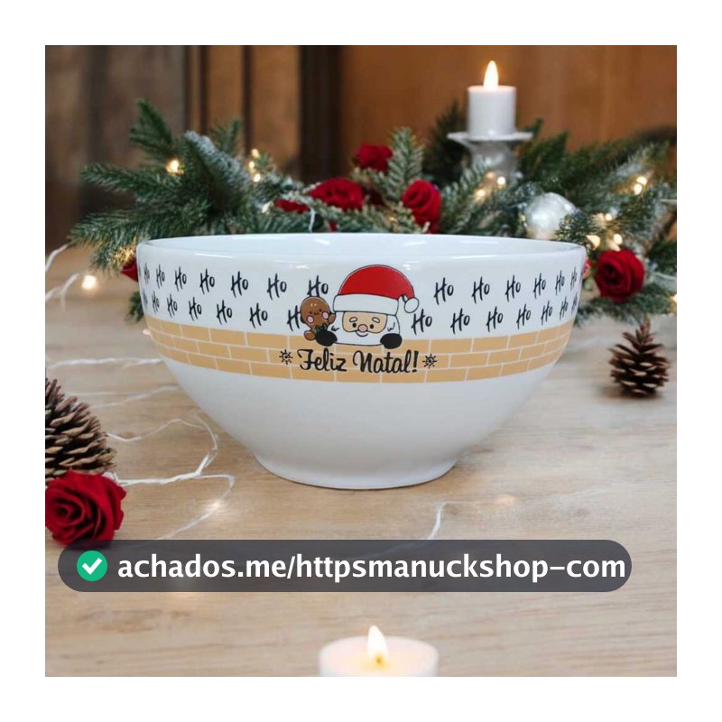 Tigela Cumbuca Bowl Açaí Sopa Porcelana 350ml Feliz Natal