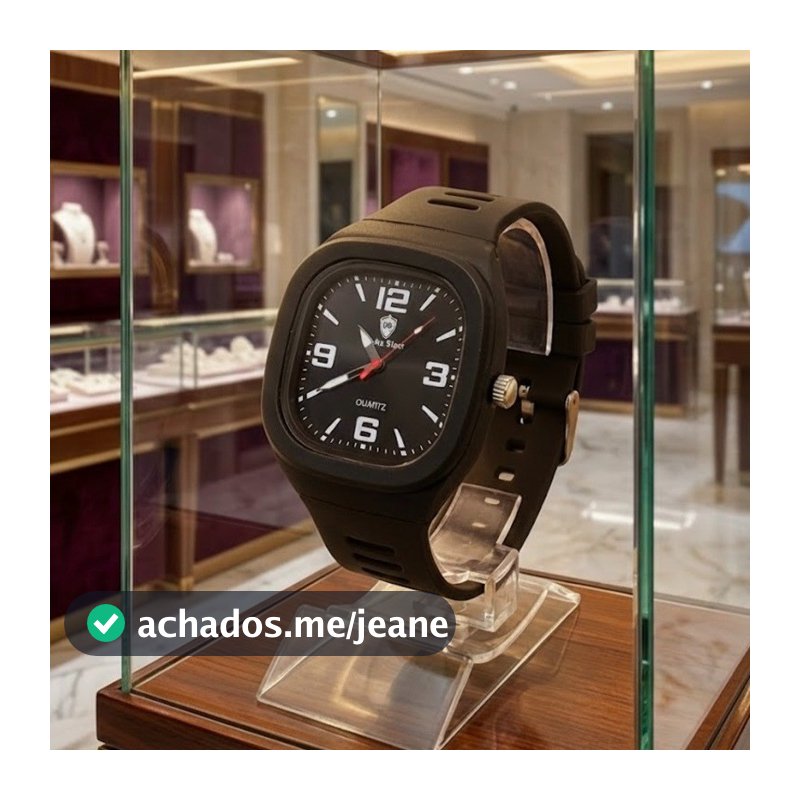 Relógio De Quartzo Unissex Mostrador Limpo Grande Pulseira Borracha Quadrado Quartz Numeração Destacada