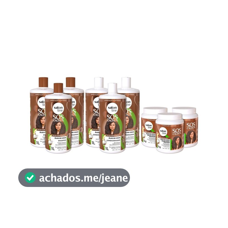Combo Familia Kit SOS Cachos Coco com Creme de pentear 1kg Salon Line