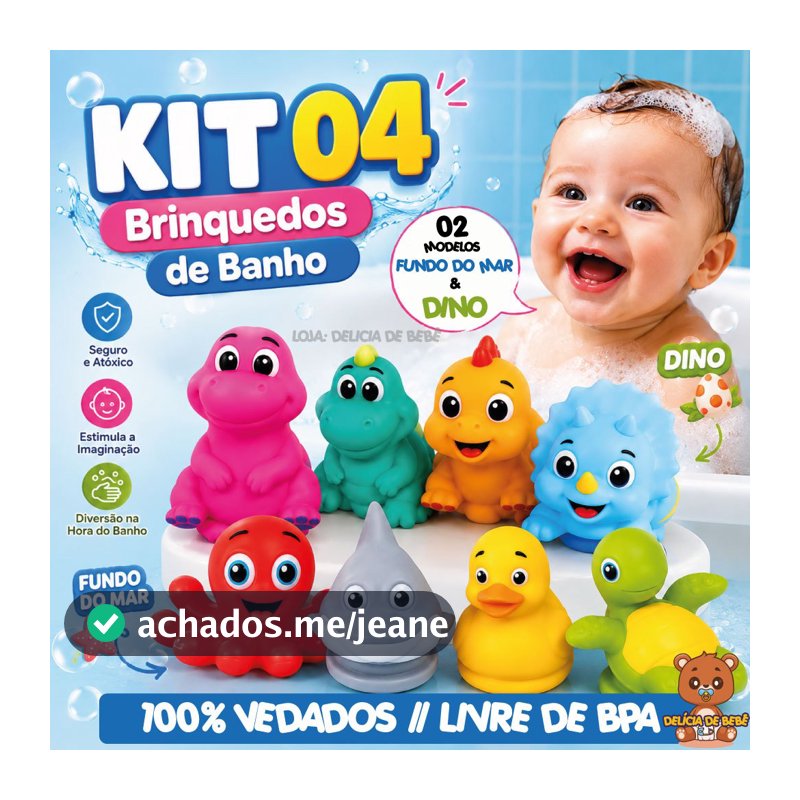 Brinquedo Banho Bebê Patinho Dino - Flutuante Macio Água Banheira Piscina Vila Toy