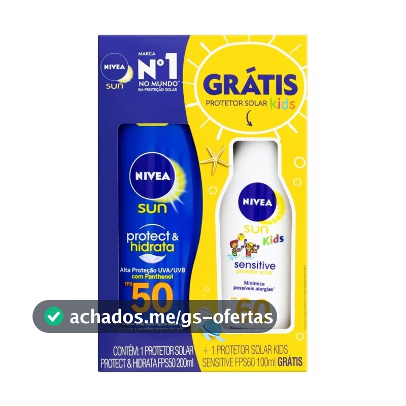 Kit Protetor Solar Adulto 50 FPS 200 ml + Protetor Solar Infantil 60 FPS 100 ml - Nivea