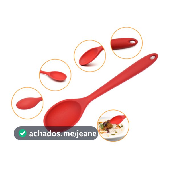 1/2/5  Pcs Colher De Silicone Vermelho Utensílio De Cozinha Grande  Utensílios de cozinha de colher de silicone macio