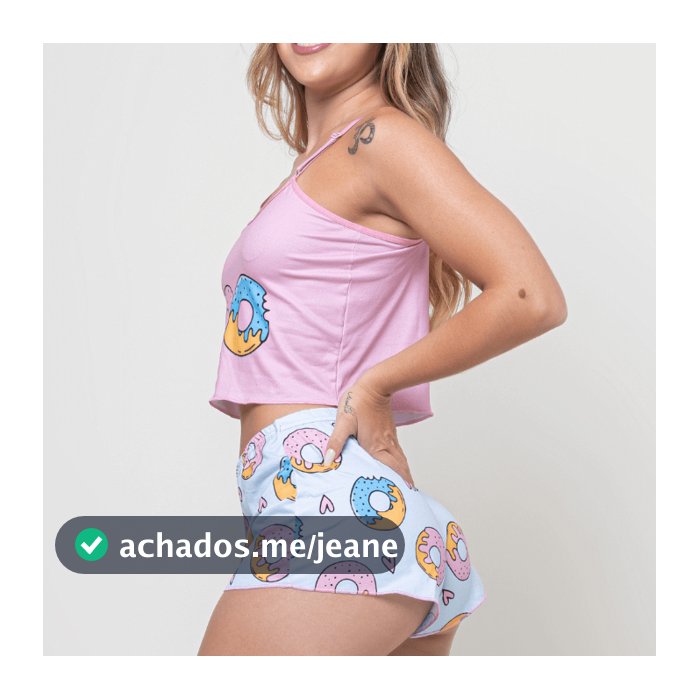 Pijama Feminino Baby Doll Estampa Personagem Estampado Ondinha Virginia curto curtinho sexy