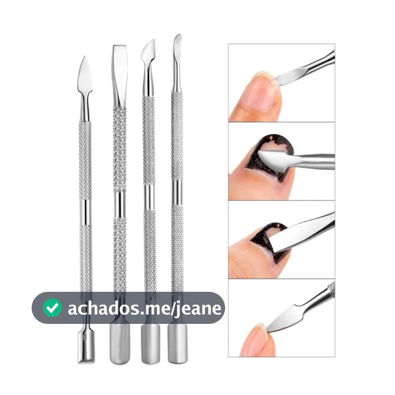 Kit 4 Espátulas Proficional Aço Inox para Manicure - Pedicure Podologia