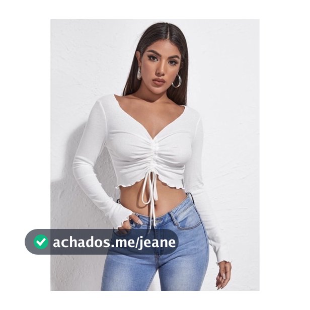 Cropped Feminino Drapeado Gringa  Manga Longa