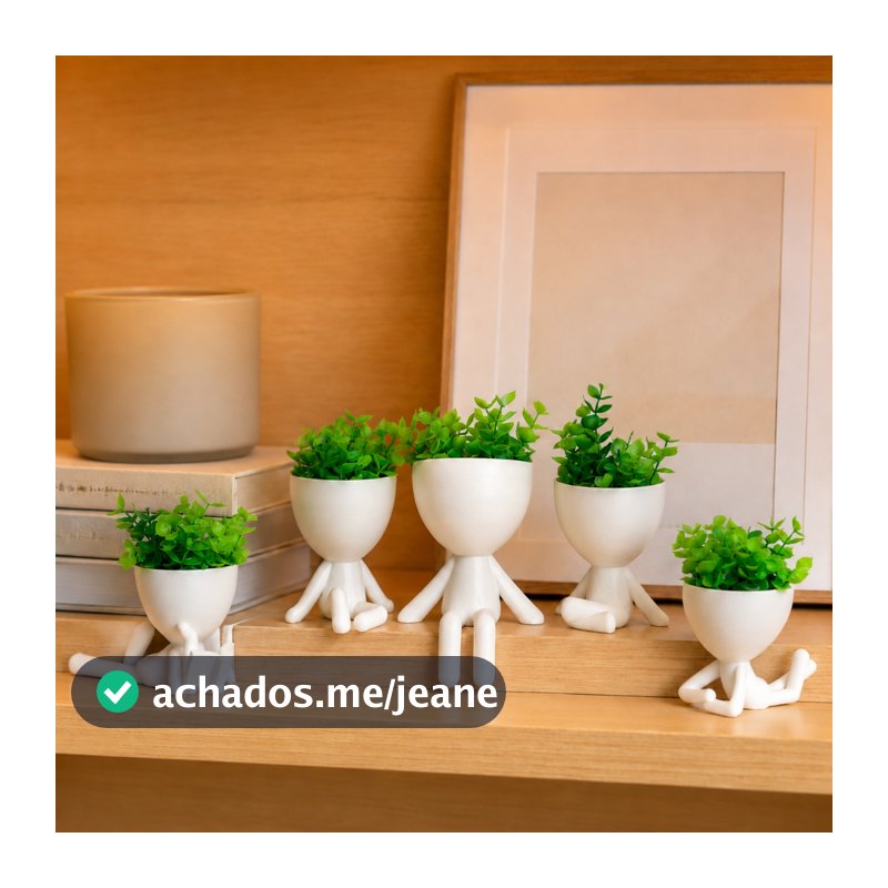 Kit 5 Mini Vasinhos COM Planta Inclusa, Lembrancinha, Decoração para Casa, Sala, Estante, Enfeite, 6 cm altura, cachepot