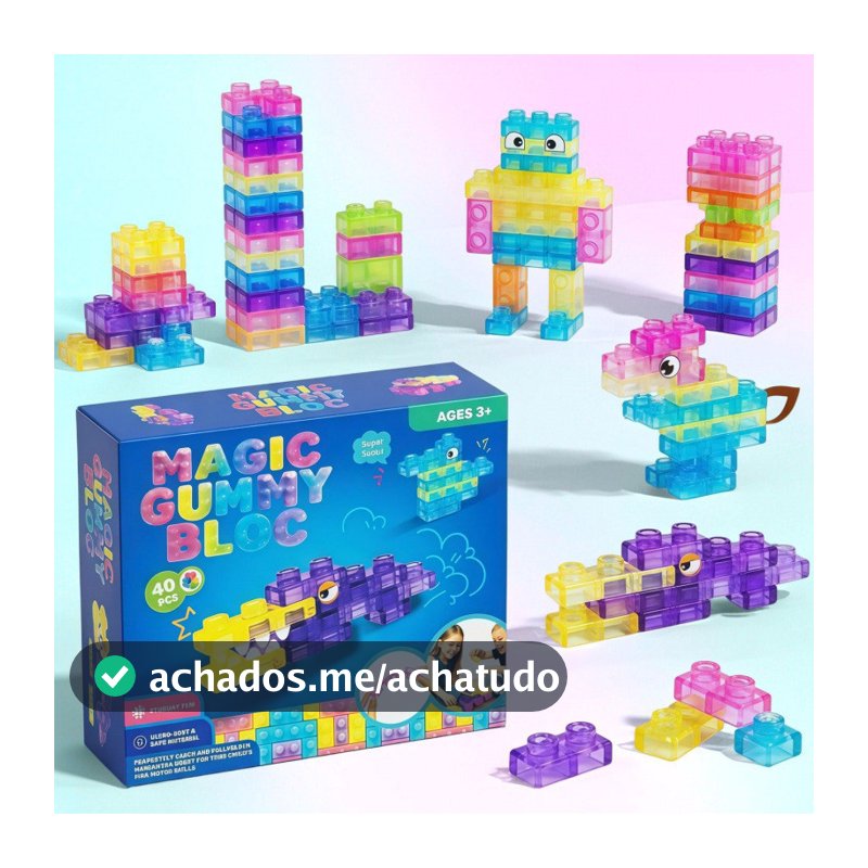 🔥Blocos de Montar Gelatina - Blocos de Silicone Macio - Brinquedo Educativo Infantil