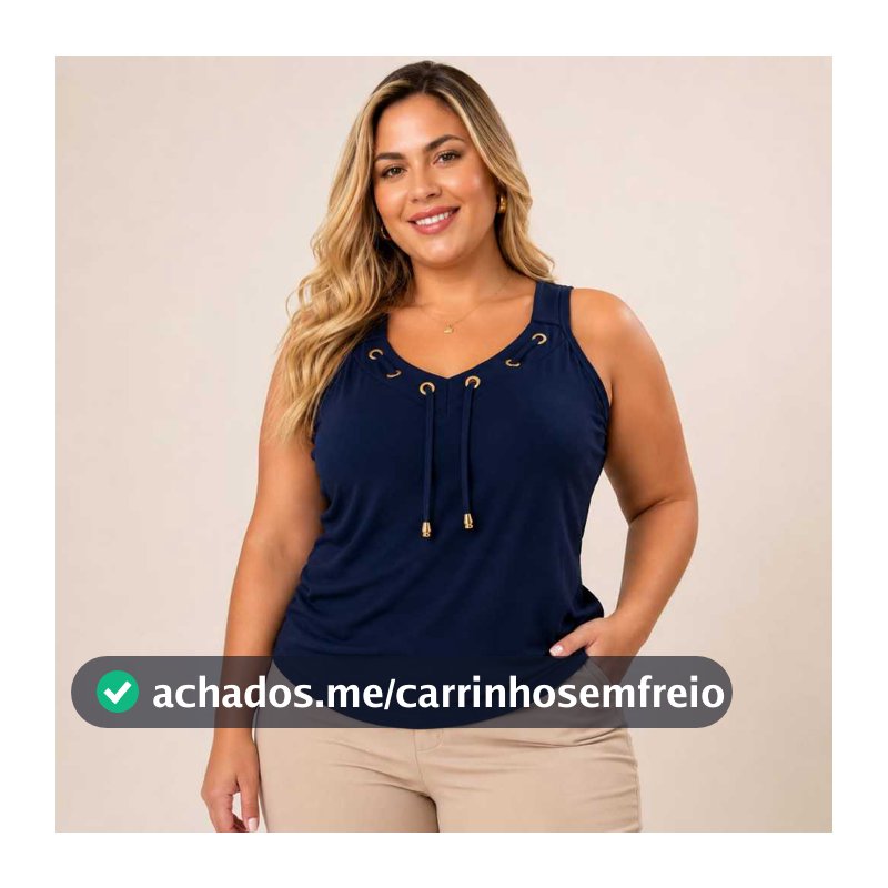 Blusa Regata Plus Size Feminina Alça Larga Viscolycra 42 ao 52