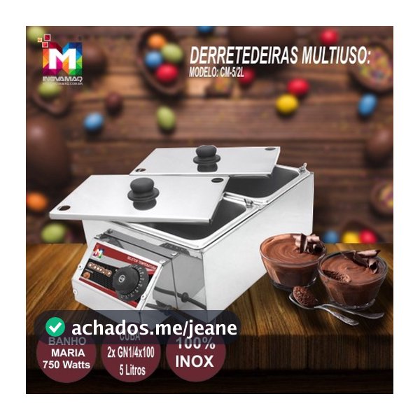 Derretedeira Chocolate Multiuso Cm-5l/2 - Inovamaq - 2 cubas