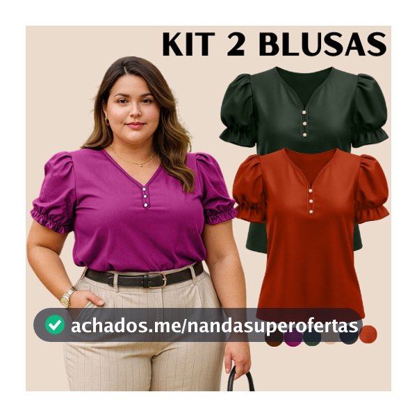 BLUSA FEMININA PLUS SIZE KIT 2 BLUSAS FEMININAS ESTILOSA CASUAL ELEGANTE BLUSINHA FEMININO PARA MULHERES EVANGELICA LUXO