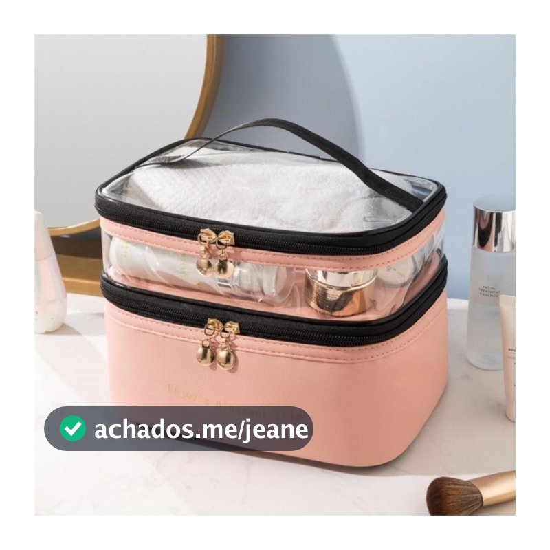 Necessaire Camada Divisória Dupla Organizador Cosmetico Transparente A Prova de Água Portátil Viagen Grande Capacidade