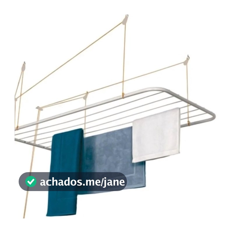 Varal de Teto Aço Branco 90cm x 56cm 13kg Resistente Maxeb