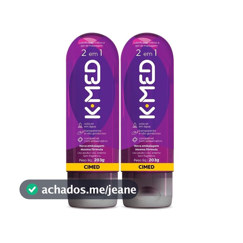 Kit c/ 2 unidades Gel Lubrificante Íntimo K-med 2 Em 1 200ml