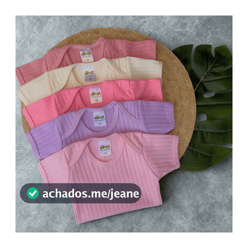 Kit 5 Peças Manga Curta Body Avulso Gola Envelope Feminino RN 100% Algodao Canelado