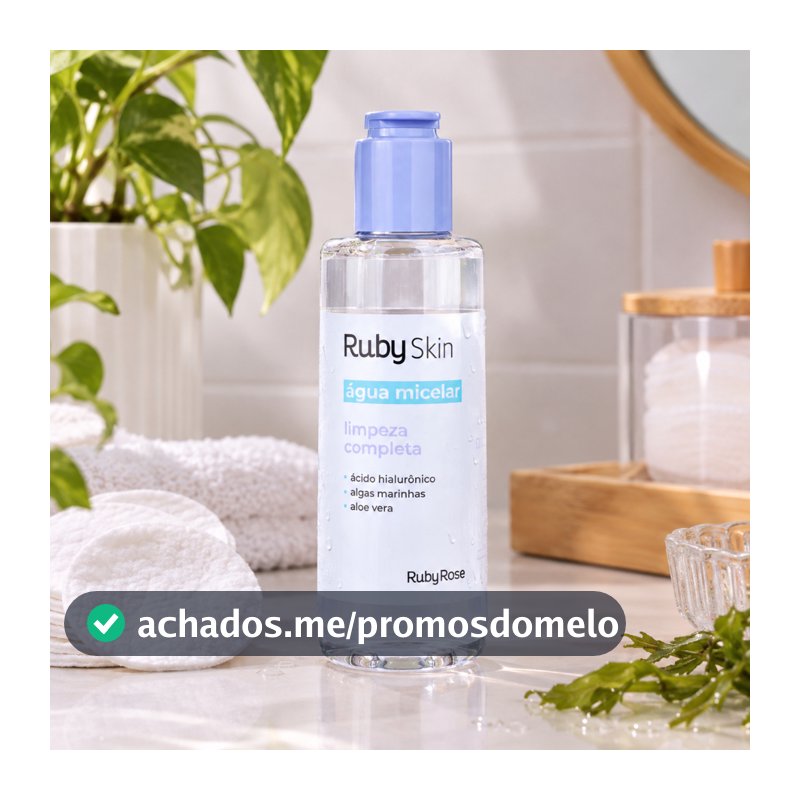 Água Micelar Ruby Rose Melu 100ml – Remove Maquiagem e Limpa Sem Ressecar