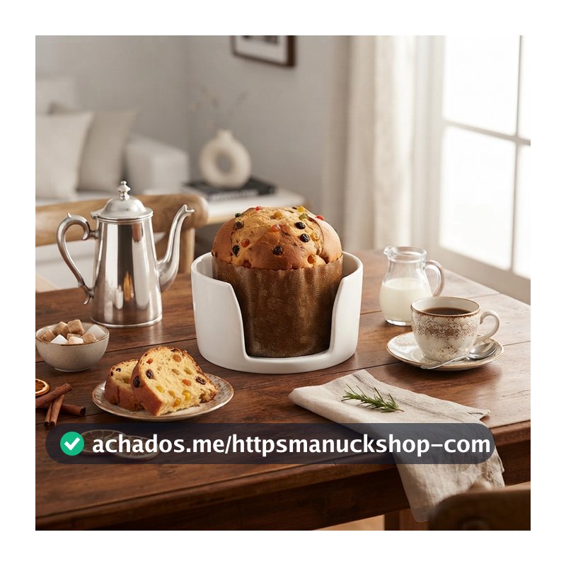 Porta Panetone/Chocotone Cerâmica Branco Mesa Posta Natal Com Abertura Para Servir Ideal Para Mesas De Cafés Scalla 2a