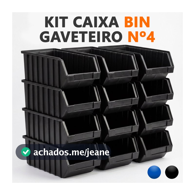 Kit Caixa BIN N4 Gaveta Organizadora Plástica Empilhável Parafusos Ferramentas Oficina Gaveteiro