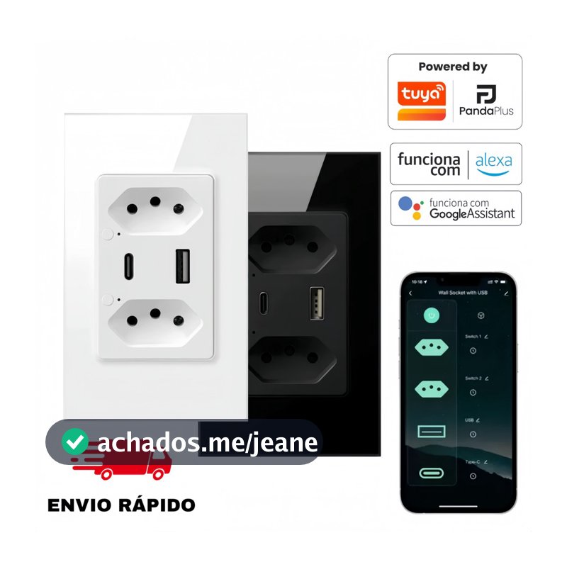 Tomada Inteligente WiFi – Compatível com Alexa e Google Assistente – Controle Remoto via App – Função Timer