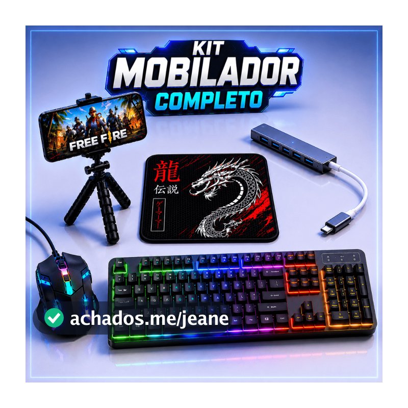 Kit Gamer Para Celular Mobilador Teclado RGB Mouse Gamer Mouse Pad Hub USB Tipo C Tripé PUBG Android