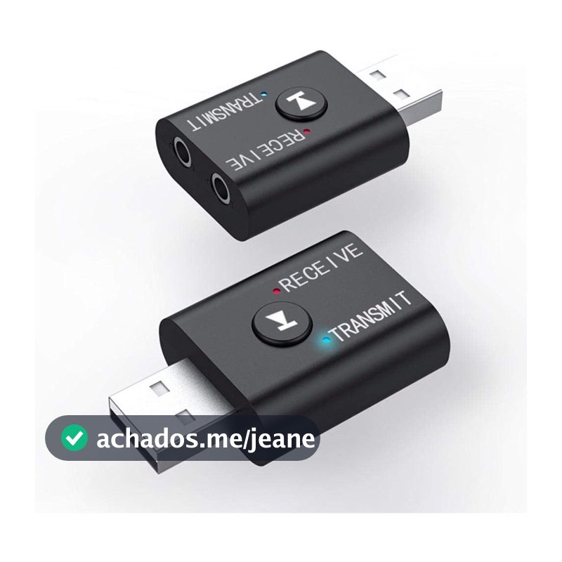 Receptor transmissor USB Bluetooth 5.0, mini adaptador de áudio sem fio 2 em 1. MJ