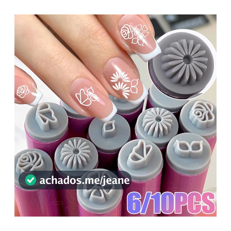 6/10pcs Caneta Profissional Para Carimbo De Arte Em Unhas-Modelo 3d De Margarida/Estrela/Borboleta/Coração Ferramenta Pi