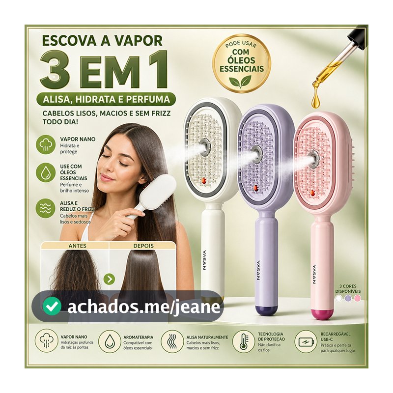 Escova De Cabelo Elétrica A Vapor , Pente De Massagem E Função De Névoa , Tecnologia De Íons Simultaneamente Mais Forte