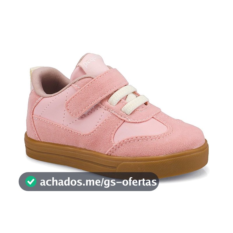 Tênis Infantil Feminino Estilo Samba Casual Camurça Confortável Rosa 20501 Pequito