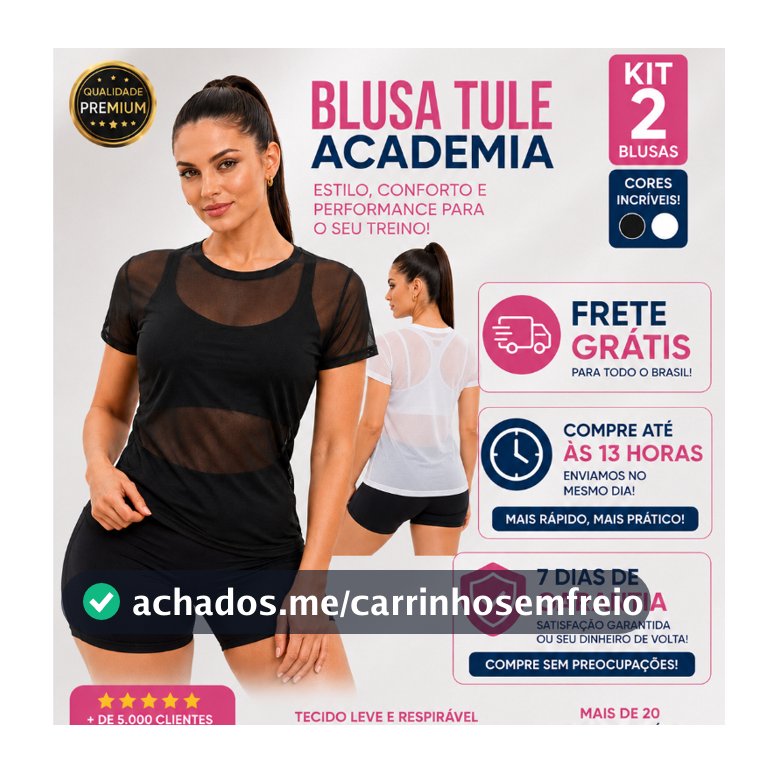 2 Blusa Tule Feminina Academia FITNESS Premium Respirável e Confortável Elegante